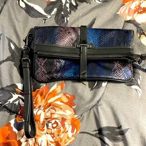 Faux snake skin wristlet